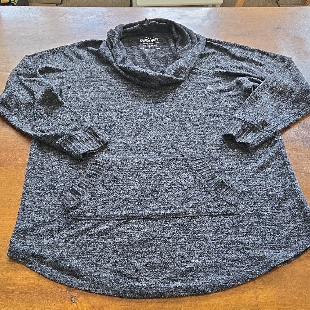 Torrid Super Soft Plush Cowl Neck Charcoal Gray Sweater Size 1X